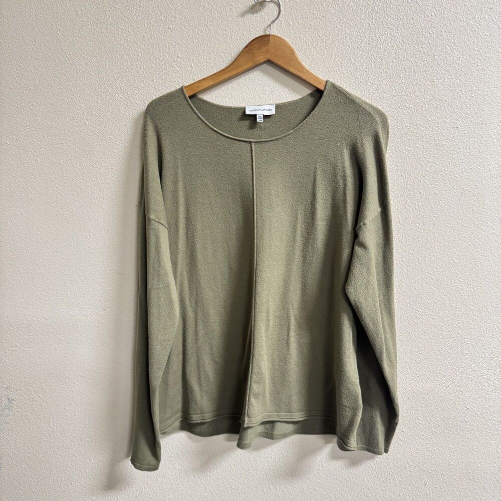 Gibson & Latimer Women’s XXL Sage Olive Green Soft Knit Relaxed Sweater Top
